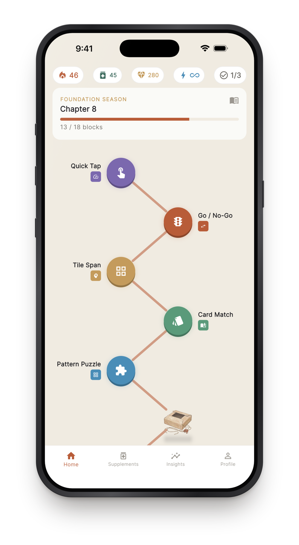 The Pith app's guided path: your daily training blocks for the current chapter.